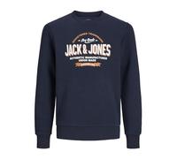 JACK&JONES JUNIOR JJELOGO Sweat Crew 2 COL 24/25 Noos JNR Maillot de survêtement, Navy Blazer/Print:White + MARMELADE, 176 Garçon