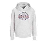 JACK&JONES JUNIOR JJELOGO Sweat Hood 2 COL 24/25 Noos JNR Sweatshirt à Capuche, White Melange/Print:Navy Blazer + True Red, 164 Garçon