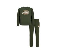 JACK&JONES JUNIOR JJELOGO SWEAT&PANT SETPCK 2C 2425 BN MNI, Survêtement Garçon, Kombu Green/Print:WHITE + MARMELADE,