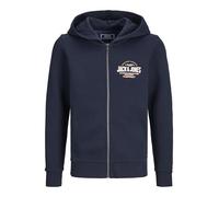 JACK&JONES JUNIOR JJELOGO Sweat zippé à Capuche 2 COL 24/25 JNR, Blazer Bleu Marine/imprimé : Blanc + Confiture, 152 cm