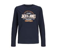 JACK&JONES JUNIOR JJELOGO Tee LS O-Neck 2 COL Noos JNR, T-Shirt À Manches Longues Garçon, Navy Blazer/Print:White + MARMELADE,