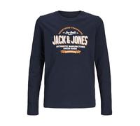 JACK&JONES JUNIOR JJELOGO Tee LS O-Neck 2 COL Noos JNR T-Shirt À Manches Longues, Navy Blazer/Print:White + MARMELADE, 140 Garçon