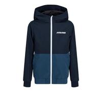 JACK&JONES JUNIOR Jjerush Blocking Hood Bomber Noos JNR Veste Softshell, Bleu Marine/détails : Bleu Clair/Blanc, 140 cm Garçon