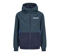 JACK&JONES JUNIOR JJERUSH Hood Bomber Noos JNR Veste, Magical Forest/Detail:Navy Blazer/Nautical Blue Blocking, 128 Garçon