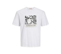 JACK&JONES JUNIOR Jormarbella AOP Branding Tee SS CR JNR T-Shirt, Blanc éclatant, 16 Ans Garçon