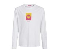 JACK&JONES JUNIOR Jormarbella Branding Tee LS Crew N JNR T-Shirt Manches Longues, Blanc éclatant, 152 Garçon