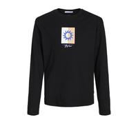 JACK&JONES JUNIOR Jormarbella Branding Tee LS Crew N JNR T-Shirt Manches Longues, Noir, 128 cm Garçon