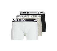 Jack & Jones Boxers Sense Trunks Noos Jr – Lot de 3 – Gris chiné/Noir/Blanc – Taille 152 Garçon