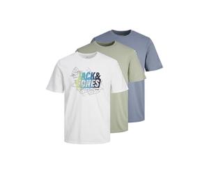 JACK&JONES JUNIOR T-Shirt pour garçon, Desert Sage/Pack : Pierre Silex + Blanc, 128 cm