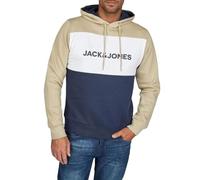 JACK & JONES JWHLOGO Blocking Sweat à capuche pour homme avec imprimé Coupe droite Grande taille Vert Bleu Beige Marine S M L XL XXL 3XL 4XL 5XL 6XL 7XL 8XL
