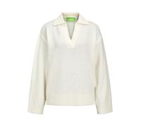 Jack & Jones Jxariella Polo à col Rond en Tricot Sn Pull, Bone White, M Femme