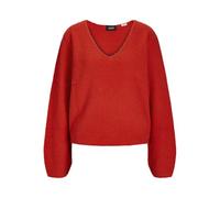 Jack & Jones Jxevi Sn Pull à col en V Tricot, Rouge Fiery, S Femme