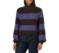 Jack & Jones Jxkelvy Chunky Stripe Col Haut en Tricot Sn Pull, Twilight Purple/Stripes:Seal Brown, M Femme