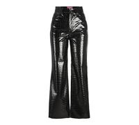 Jack & Jones Jxkenya Hw Stra Pantalon Imitation Cuir Noos, Noir/Motif : Crocodile, M Femme