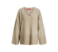 Jack & Jones Jxlucca Diverse V Knit Pull en Tricot, Peyote/Detail:/Limeade Neck Piping, XL Femme