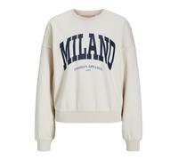 JACK & JONES Jxmerle RLX Short Ls Crew SWT Maillot de survêtement, Moonbeam/Print : Milano, L Femme