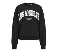 Jack & Jones JXMERLE Spring RLX Short LS Crew SWT, Noir/imprimé : Los Angeles, S