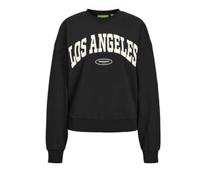 Jack & Jones JXMERLE Spring RLX Short LS Crew SWT, Noir/imprimé : Los Angeles, S