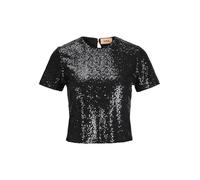 Jack & Jones Jxmia SS Haut à Paillettes WVN T-Shirt, Noir, M Femmes