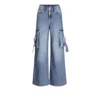 Jack & Jones Jxtokyo Wide Cargo MW DNM Pantalon, Bleu Jeans Clair, 28W x 32L Femme