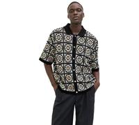 JACK & JONES Knit Jorcartagena Polo tricoté au Crochet, Noir, L Hommes
