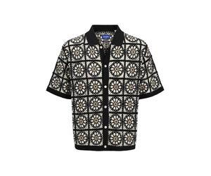 JACK & JONES Knit Jorcartagena Polo tricoté au Crochet, Noir, L Hommes