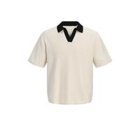 Jack & Jones Knit Split Neck Jorcotedazur Polo à col Fendu en Tricot, Crème, L Hommes