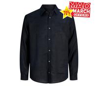 Jack & Jones Lin Hommes Chemise Manches Longues Boutonné Décontractée Smart Noir