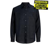 Jack & Jones Lin Hommes Chemise Manches Longues Boutonné Décontractée Smart Noir