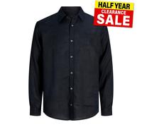 Jack & Jones Lin Hommes Chemise Manches Longues Boutonné Décontractée Smart Noir