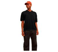 Jack & Jones Linen Knit Short Sleeve Polo Noir M Homme