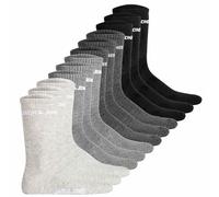 JACK & JONES Lot de 12 paires de chaussettes de tennis JACLOGO pour homme Taille unique, noir/gris, 42-48