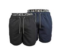 JACK & JONES Lot de 2 maillots de bain pour homme, Noir/bleu marine foncé, XL