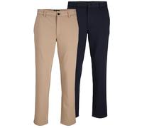 JACK & JONES Lot de 2 pantalons chino pour homme - Coupe droite - Pantalon chino pour homme en polyester recyclé - Pantalon de performance classique avec stretch, taille moyenne, ourlet enveloppé