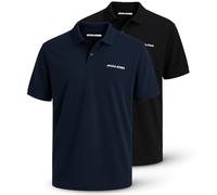 JACK & JONES Lot de 2 polos pour homme - Coupe droite - Polo à manches courtes avec col de chemise - Respirant et facile d'entretien pour le quotidien et les loisirs, Bleu marine/noir, L