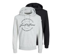 JACK & JONES Lot de 2 pulls pour homme - Sweats confortables à capuche - Doublure intérieure douce et imprimé moderne - Pull facile d'entretien pour homme - Style décontracté, Noir , XL