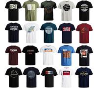 JACK & JONES Lot de 3, 6 ou 9 t-shirts à col rond en coton mélangé pour homme, multicolore, S