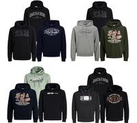 JACK & JONES Lot de 3 pullovers à capuche, en coton mélangé, sweat-shirts, pour hommes, tailles S, M, L, XL 2XL 3XL, 4XL, 5XL, grande taille PS, plus grande taille, Lot de 3 x 37., L