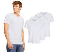 JACK & JONES Lot de 3 t-shirts basiques pour homme - Col en V - Mélange de coton, Blanc., L