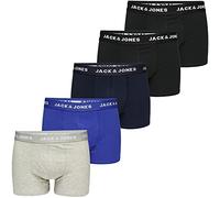 JACK & JONES JACBASIC Plain Trunks 5 Pack Caleçon Boxeur, Noir/détails : Noir-Blazer Bleu Marine-Surf The Web-Lgm, M (Lot de 5) Homme