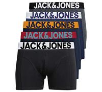 JACK & JONES Lot de 5 boxers pour homme - Blanc/noir/bleu/gris - 12204864, Lot de 5 mélanges 8, L