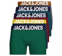 JACK & JONES Lot de 5 boxers pour homme - Blanc/noir/bleu/gris - 12204864, Mélange de couleurs 5, XXL
