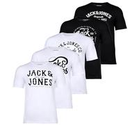 JACK & JONES Lot de 5 t-shirts en coton pour homme dans différents styles, imprimés et couleurs, Mélange 1, L