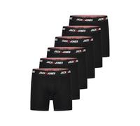 JACK & JONES Lot de 6 boxers pour homme - Jambes longues - En coton élastique - Grandes tailles - Sous-vêtements rétro - Noir, Rouge, Vert, Bleu, Gris - Tailles S, M, L, XL, XXL, 3XL, 4XL, 5XL, 6XL
