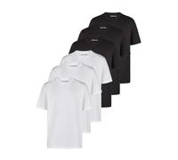 JACK & JONES Lot de 6 t-shirts basiques pour homme - Coupe droite - Col rond - Manches courtes - Pour l'été - Noir et blanc - Tailles S, M, L, XL, XXL, 3XL, 3 x noir et 3 x blanc (12284978), L