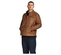 JACK & JONES Male Plus Size Bikerjacke in Lederoptik Veste de Motard pour Homme, Grande Taille, Aspect Cuir, Cognac, EU7XL US5XL