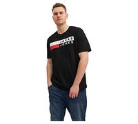 JACK & JONES Men Logo T-Shirt Plus Size | Round Neck Shortsleeve Shirt | Oversize JJECORP, Couleurs:Noir-2, Size:8XL
