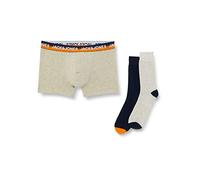 JACK&JONES Men's JACCLIFFORD GIFTBOX Boxershorts & Socken, Light Grey Melange/Pack:Light Grey Melange-Navy Blazer, L