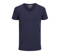 Jack & Jones T-shirt homme col V Slim Fit Nouvelle Coton-Lycra extensible Marine XS