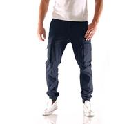 JACK & JONES Pantalon Cargo Jogger pour Homme Paul Flake AKM 542 Twill Denim avec Taille Élastique, Couleurs:Bleu-Marine, Taille de Pantalon:36W / 36L